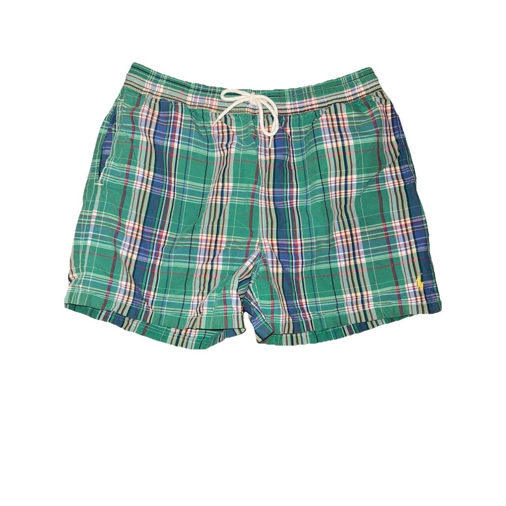 Vintage Polo Ralph Lauren Men's Swim Trunks Shorts Plaid Check Size Large L EUC